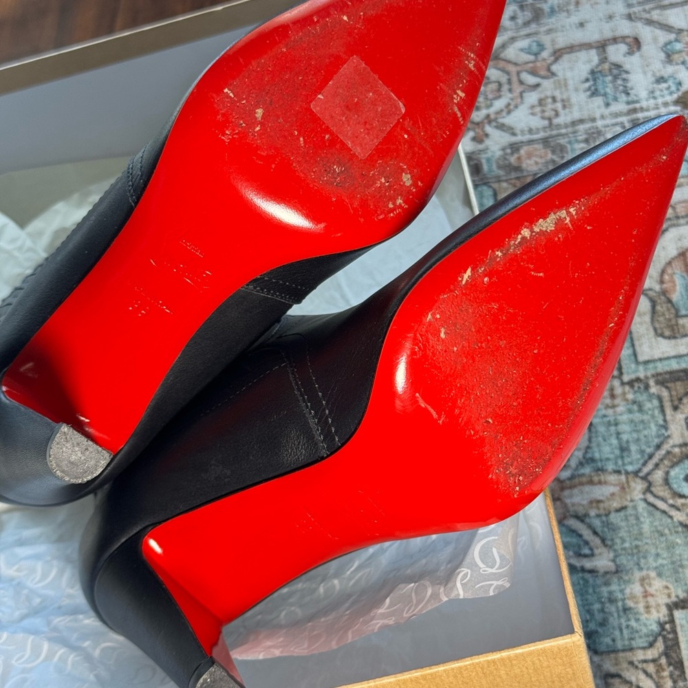 Christian Louboutin Black and Red Heeled Boots Santiag - Picture 7 of 8